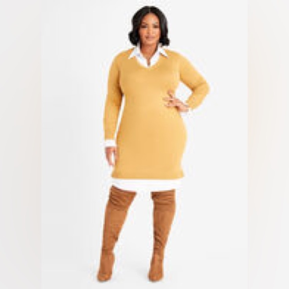 Gold sweater dress